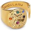 SINGULARU - Anello Organic Colors Zodiac. Ottone con Placcatura in oro 18 kt e Zirconia. Gioielli da donna.