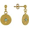 Schmuck Les Poulettes LES POULETTES BIJOUX - Orecchini in Placcato Oro Medaglia Rotonda Costellazione e Mezza Perla Larimar
