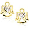 Sakrami Orecchini in Oro 9KT con Angioletto e Zirconi Bianchi - dolcezza e protezione - per Bambina e Ragazza - idea regalo per nascita, battesimo, comunione, compleanno + Confezione regalo