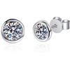 Generic Recchini con moissanite in argento sterling S925, diamante rotondo da 1 carati，D Color Brilliant Round Cut，Orecchini a bottone unisex con moissanite
