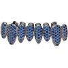 AHTCPO Lussuoso Set di Grillz Hip Hop Placcati Oro con Strass CZ Multicolore - Dentari Superiori & Inferiori Regolabili Brillanti per Feste & Spettacoli(Dark blue lower teeth)