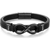 Glooraca Braccialetto Personalizzato per Uomo Papà Bracciale Infinito in Pelle con Nome Personalizzabile, Regalo per la Festa del Papà da Figlio Figlia, Misura unica, Acciaio inossidabile, Nessuna