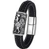 OAKKY Uomo Acciaio inossidabile 12 Amuleto dello zodiaco cinese Bracciali portafortuna Regalo di gioielli Gallo