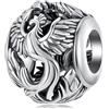 BRBRB Ciondoli in argento Sterling S925 a forma di drago e fenice - Perline fai da te ispirate alla mitologia cinese, compatibili con Pandora, Biagi, Troll e Chamilia | Creazione di gioielli culturali