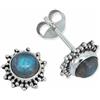 mantraroma orecchini a bottone in argento 925 con labradorite verde e blu, orecchini con pietre preziose in vero argento sterling da donna, regalo