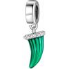 LES FOLIES DI PAOLA GRIECO Charm Corno Dente Drago Verde Portafortuna ciondolo pendente in argento 925 - Les Folies per Pandora