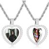 OTXIXTO Collana con Foto Personalizzata Collana con Ciondolo Girevole Rotondo/Cuore/ali d'Angelo in Oro Foto Personalizzate Fronte Retro Regalo per Uomo e Donna (G1, 22'')