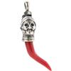 gioiellitaly Ciondolo Pulcinella in argento 925 con corno cornetto in corallo rosso del Mediterraneo amuleto portafortuna unisex gioiello da uomo donna ragazza ragazzo pendente argento