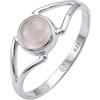 mantraroma Anello in argento 925 da donna con quarzo rosa, pietra preziosa, rosa, semplice e moderno