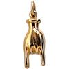 Generico Ciondolo portafortuna scaramantico mano corna pendente argento 925 a scelta rodiato, dorato o ramato gioiello uomo donna ragazzo ragazza scaramanzia lunghezza 2 cm (Argento dorato)