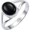mantraroma Anello da donna in argento 925 con pietra preziosa in onice nero semplice e moderno