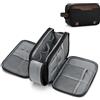 Wedama Toiletry Bag for Men, Medium Hanging Travel Toiletry Bag, Extra Electronic Organizer Bag Waterproof Travel Bag for Toiletries with PU Handle for Travel Business Trips Swim Camping, Black&Brown