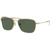 Ray-Ban Occhiali da sole unisex Rbr0102s Caravan Reverse Gold/Dark Green, 61 mm, Oro/Verde scuro, 61 mm
