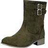 Generisch Stivali da pioggia da donna, da cowboy, autunno, punta a punta, con fibbie, tinta unita, alla moda, eleganti, da donna, per attività all'aperto, taglie grandi, 33 - 43,5 EU, verde, 43.5 EU