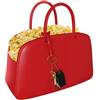 Generico Leather Red Popcorn Bag, Fashion Handbag Style Top Handle Snack Container, for Party, Pool, Travel (Red)