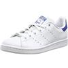 adidas Originals adidas Stan Smith J, Scarpe da ginnastica basse Unisex - Adulto, Ftwr White Ftwr White Eqt Blue Ftwr White Ftwr White Eqt Blue, 36 EU