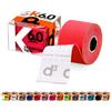 d3 K6.0 Nastro kinesiologico 50 mm x 6 m per caviglia, ginocchio, spalla, gomito, gamba, fisioterapia medica sportiva cinetica e supporto per infortuni muscolari (Rosso, 1 Rotolo)