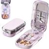 Starnearby Taglia Pillole Portatile, Taglia Pastiglie in 2 in 4 di Precisione, Divisore Compresse Regolabile, Portapillole con Taglierina per Compresse Piccole e Grandi (Rosa, 1/2 + 1/3 + 1/4)