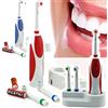 Trade Shop Traesio 3184 Spazzolino per Denti Elettrico con Testine Intercambiabili