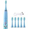 AGONEIR Spazzolino da denti automatico per bambini, spazzolino elettrico per bambini, 4 modalità di pulizia, impermeabile IPX6, blu/verde/azzurro, giallo