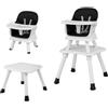 LIFEZEAL Seggiolone per Bambini, in PP, Portata 25 kg, Sedia per Bambini con Vassoio e Rivestimento in Tessuto Rimovibile, Seggiolone Combinato con Cintura di Sicurezza, 7-36 Mesi (nero)