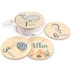 DEHOME - Placca Mese Neonato Personalizzata con Nome - Set Dischi Cumplemes in Legno 4 mm - Stampa Diretta - Regalo per Neonati (Oceano, Spagnolo)