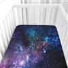 Hiseng Lenzuolo con angoli Neonato Lenzuola Carrozzina, Galassia Elasticizzati Coprimaterasso Biancheria da Letto Materassino Sacco a Pelo per Lettino Universale (Blu,80x160cm)