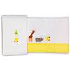 Zigozago - Set 3 pz Lenzuola in Piquet per culla con Ricamo Arca di Noè | Colore: Giallo | Federa, Lenzuolo e Coprimaterasso con Elastico | Misure 90x75 cm | Fatto a Mano, personalizzabile con nome
