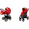 BabyLux Gold Lux Passeggino 2in1 Deep e Passeggino con Accessori Regolabile e Pieghevole Costruzione in Alluminio Leggero 2 Opzioni di Montaggio Ruote Impenetrabili Scarlet Black Frame