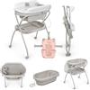 MS BabyWorld - BUBBLE + CUSCINO RIDUTTORE - Vaschetta Bagnetto Ergonomica con Supporto | Fasciatoio Impermeabile Imbottito | Chiusura Compatta | Organizzatore | 4 Ruote con Freni