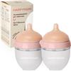 HappyMami, Set 2 Biberons su Misura con Tettarella in Silicone Medico, senza BPA, doppio Sistema Anticolica, Lavabile in Lavastoviglie, adatto a ogni tipo di Allattamento. (Rosa 150 ml)