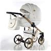 Sojan NAVI Kajtex BBtwin 3 in1 similpelle, passeggino 3 pezzi con corona, Trio eco-pelle, pelle (bianco)