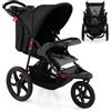 COSTWAY Passeggino Leggero a 3 Ruote, Passeggino Pieghevole con Cappotta Estensibile, Schienale Reclinabile e Portabicchieri, Carrozzina da Jogging per Bambini 0-48 Mesi fina a 22 KG