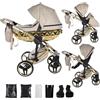 Junama Passeggino Diamond Heart 2in1 3in1 4in1 (07 - beige e oro, 2in1 con adattatori)
