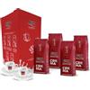 Aiello CAFFE' AIELLO SPECIAL BOX - 4X250 Gr Soft Pack CREMA GRANI - Tostatura Media - In Atmosfera Protettiva con Valvola Salva-Freschezza + Coppia di Tazzine con Piattini di Vera Porcellana Dura Italiana