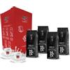 Aiello CAFFE' AIELLO SPECIAL BOX - 4X250 Gr Soft Pack 100% ARABICA - Tostatura Media - In Atmosfera Protettiva con Valvola Salva-Freschezza + Coppia di Tazzine con Piattini di Vera Porcellana Dura Italiana