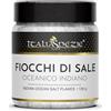 ITALIA SPEZIE - Sale piramidale dell'oceano indiano - Vasetto da 130 g, Fiocchi di Sale Gourmet, Sali dal Mondo, Sale marino