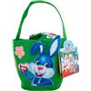 Generico Sacchetto Pasquale Caccia alle Uova Decorato per kinder con 4 Pezzi: Cioccolato, SchokoBons, Cereali e Figura Cava Coniglietto 175 g