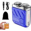Ruileyou R-12 Rasoio elettrico portatile a doppio anello rotante, Mini rasoio elettrico portatile, Uso asciutto e bagnato, Rasoio tascabile impermeabile ricaricabile tramite USB (Blue)