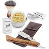 Störtebekker Shaving Accessories Set rasoio mano libera, custodia in pelle fatta a mano - tra cui pennello da barba, ciotola da barba, sapone da barba, pietra di allume e 100 lame - set da barba per rasatura bagnata di alta qualità