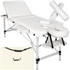 tectake® Lettino Massaggio Portatile, 3 Zone, in Alluminio, Gommapiuma, Rivestimento in Pelle Sintetica PVC, Regolabile - lettino fisioterapia, Lettino pieghevole, Lettino Estetista, 210x95cm - bianco