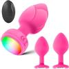 NiKi Anal Plug vibratore con 3 pezzi di plug anale, plug anale vibrante con 10 modalità - Plug anale con telecomando a luce LED colorata, giocattoli e giochi sessuali per adulti (rosa) K-V1-8c