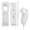 MeiLiu Wii Remote Controller e Nunchuck, Joystick di gioco remoto wireless Wii Gamepad Controller Movimento incorporato plus con custodia in silicone per Wii & Wii U - Bianco