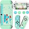 DLseego Animal Crossing Switch OLED Custodia protettiva Dockable Hard Shell Joy Con Skin Accessorio con 4 tappi per pollice e 2 protezioni per lo schermo