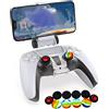 Teiyii Supporto a clip per controller Ps5, supporto regolabile per staffa per controller wireless Playstation 5 Dualsense (con 10 tappi per joystick controller Ps5)