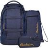 satch pack set Set zaino scolastico, 3 pezzi, ergonomico, 30 litri capacità, con astuccio e borsa sportiva Denim Blue - Blu scuro