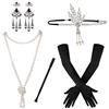 SAVITA 5 Pezzi Accessori per Flapper Anni '20 Set di Accessori per Costumi Gatsby Anni '20 per Orecchini da Donna Orecchini di Perle Guanti Portasigarette Fascia per Capelli (black)