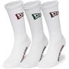 New Era Calzini unisex, confezione da 3 pezzi, colore bianco, 39-42