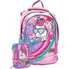 GO POP Gopop Schoolpack Zaino Miss Unicorno Estensibile a 3 Zip + Astuccio Triplo Completo
