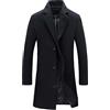 SAUTRV Trench da uomo in pelle lungo, cappotto da uomo di media lunghezza classico monopetto da uomo slim fit trench lungo cappotto con risvolto manica lunga giacca imbottita invernale business casual